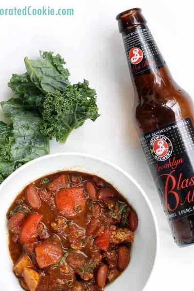 EASY DINNER recipe idea: Crock pot turkey chili with kale and beer