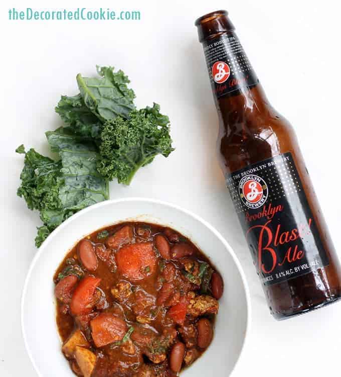 EASY DINNER recipe idea: Crock pot turkey chili with kale and beer