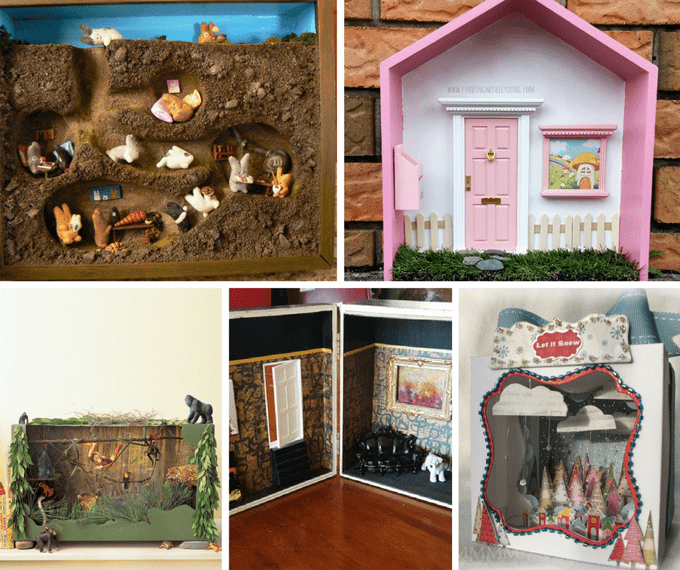 A roundup of DIY DIORAMA CRAFTS for kids and adults.