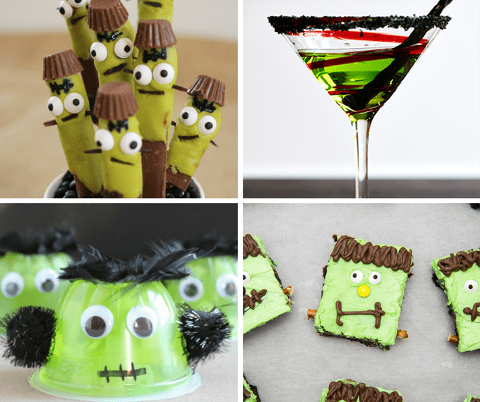 roundup of Frankenstein food ideas for Halloween parties 