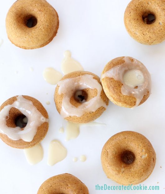 Pancake mix donuts in the BabyCakes Donut Maker, easy breakfast idea.