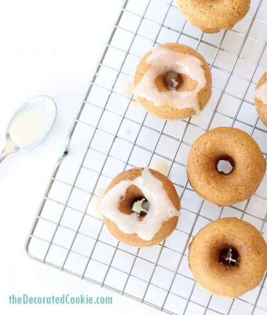Pancake mix donuts in the BabyCakes Donut Maker, easy breakfast idea.
