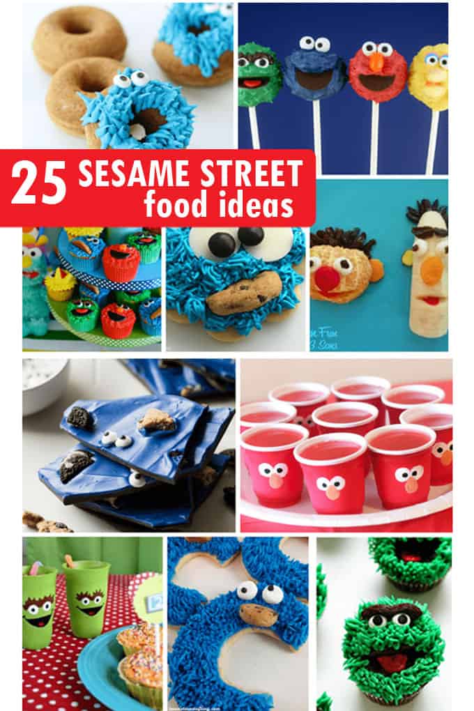 Roundup of Sesame Street food ideas for your kid's party. Fun food ideas with Cookie Monster, Big Bird, Elmo, Oscar and more.