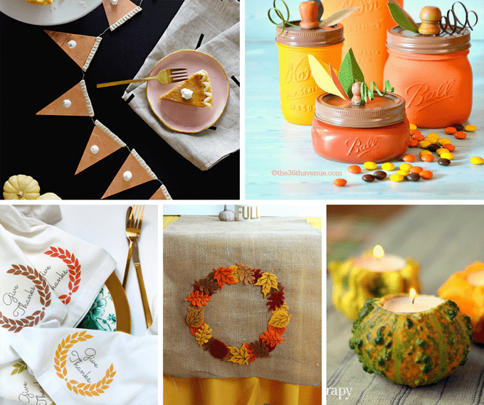 roundup of 40 DIY Thanksgiving decor/crafts ideas 