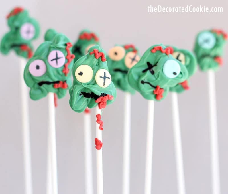 ZOMBIE CANDY POPS -- chocolate zombies for your Halloween party