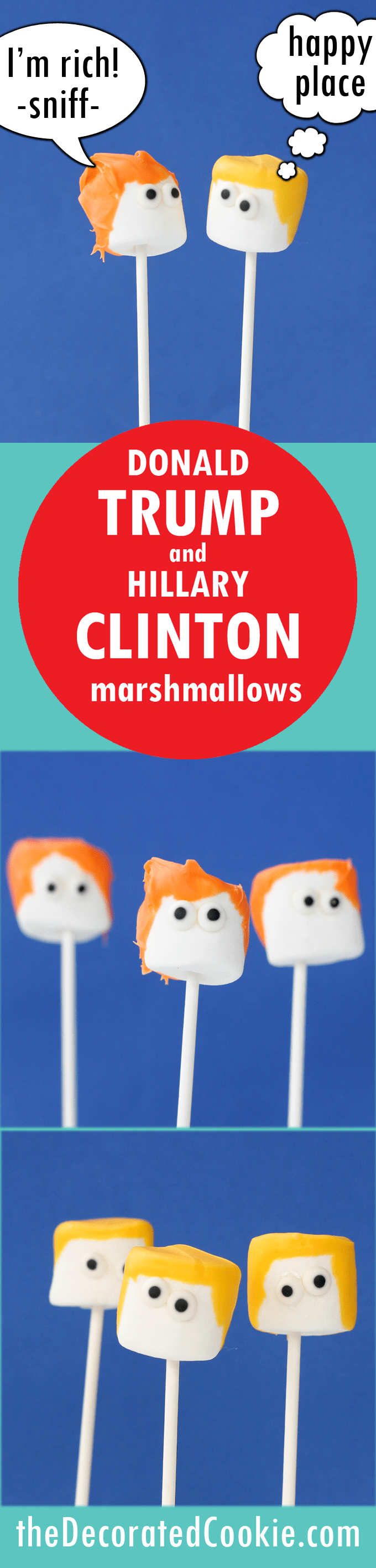 Donald Trump and Hillary Clinton marshmallows - Presidential Election -with VIDEO HOW-TOS 