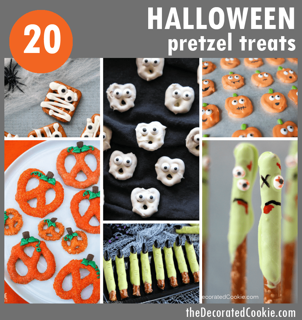 20 Halloween pretzels treats roundup #halloween #pretzels #funfood #partyfood 