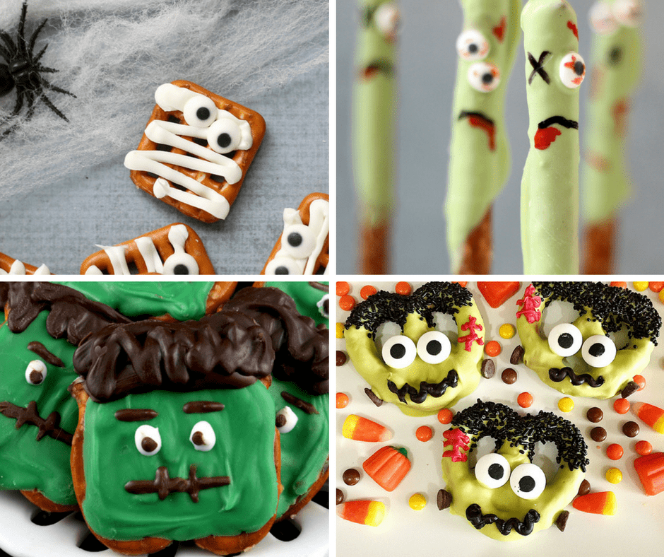 roundup of 20 Halloween pretzels treat ideas 