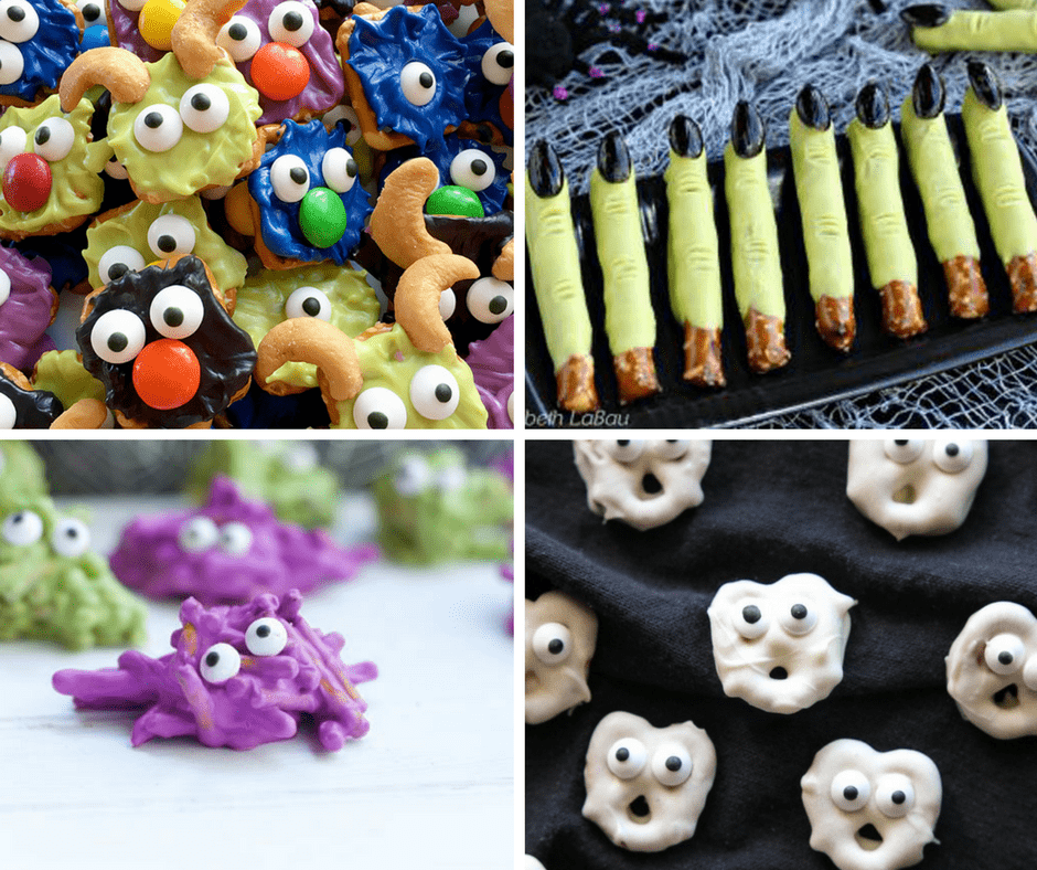 roundup of 20 Halloween pretzels treat ideas 