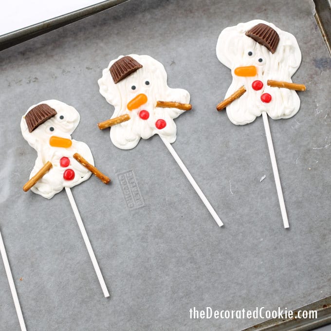 EASY melting snowman candy lollipops - chocolate pops 