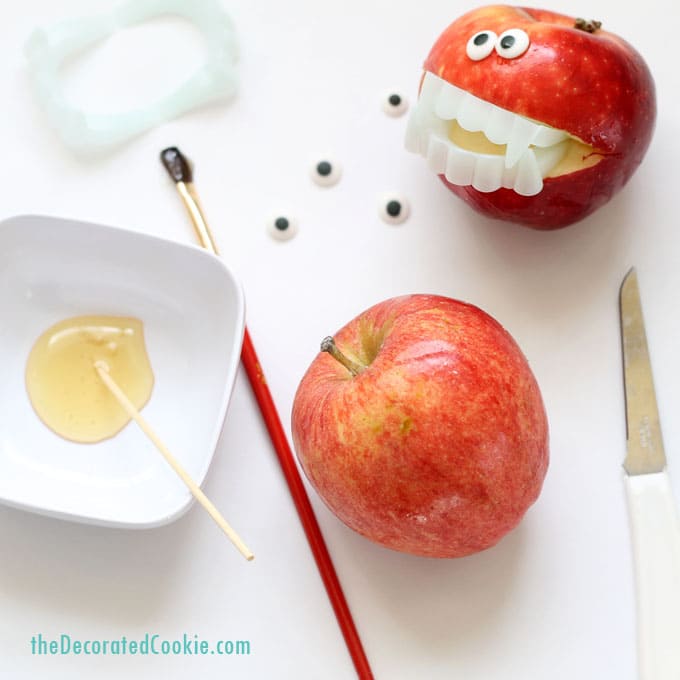 easy monster apples for a Healthy Halloween treat - with video 