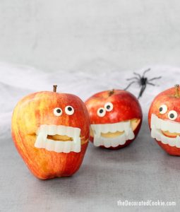 easy monster apples for a fun Halloween party food idea