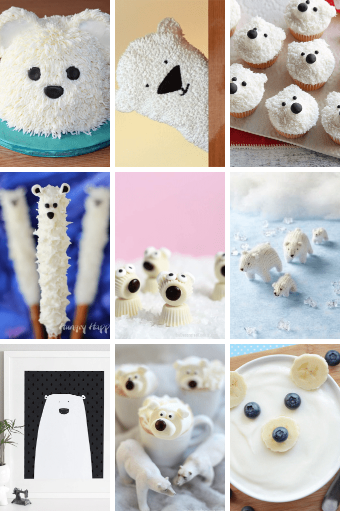 A roundup of 20 polar bear treats and crafts from around the web for a winter-themed party.  Fun food ideas and crafts for polar bear fans.