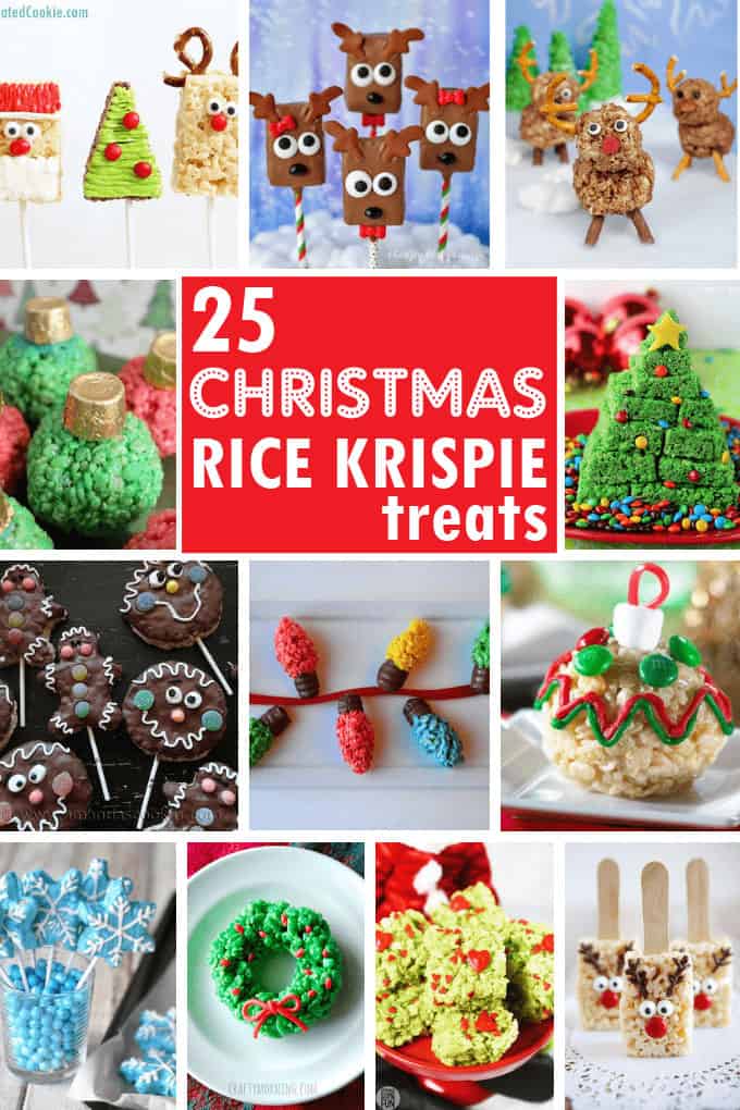 Christmas Rice Krispie treats collage 