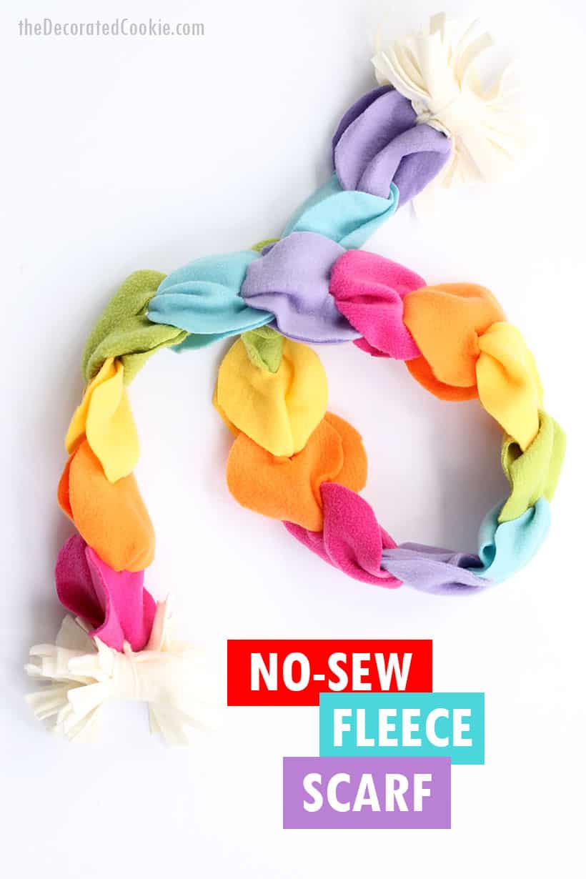 rainbow no-sew fleece scarf -- kid-friendly, printable