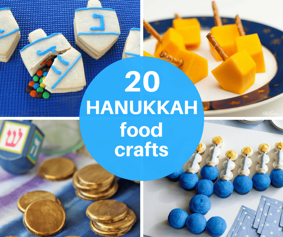 collage of Hanukkah food craft ideas 