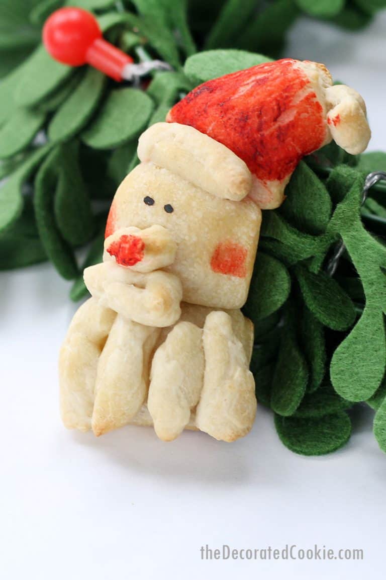 Santa dinner rolls for Christmas dinner using store bought dough