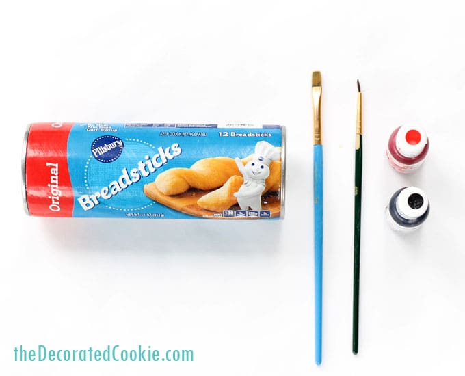 Pillsbury breadsticks tube and paint brushes 