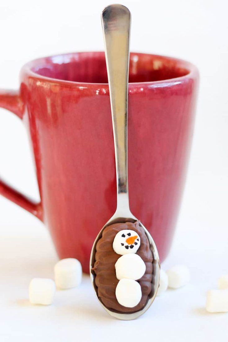 marshmallow snowman hot chocolate spoons