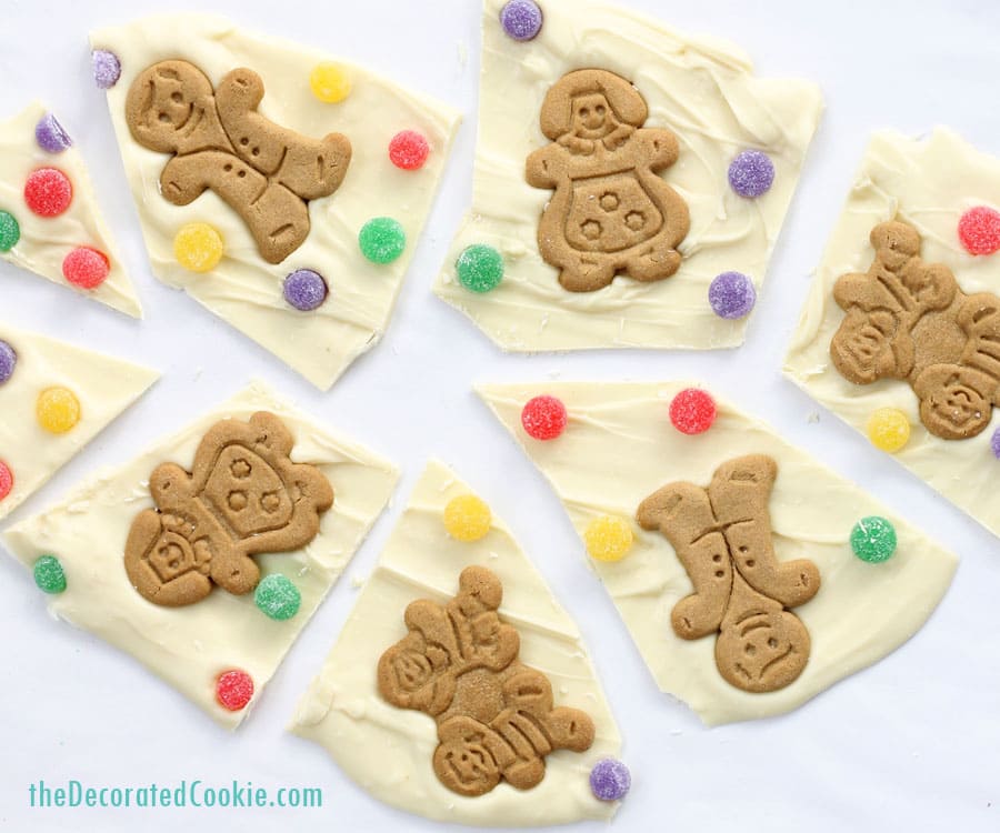 gingerbread man chocolate bark