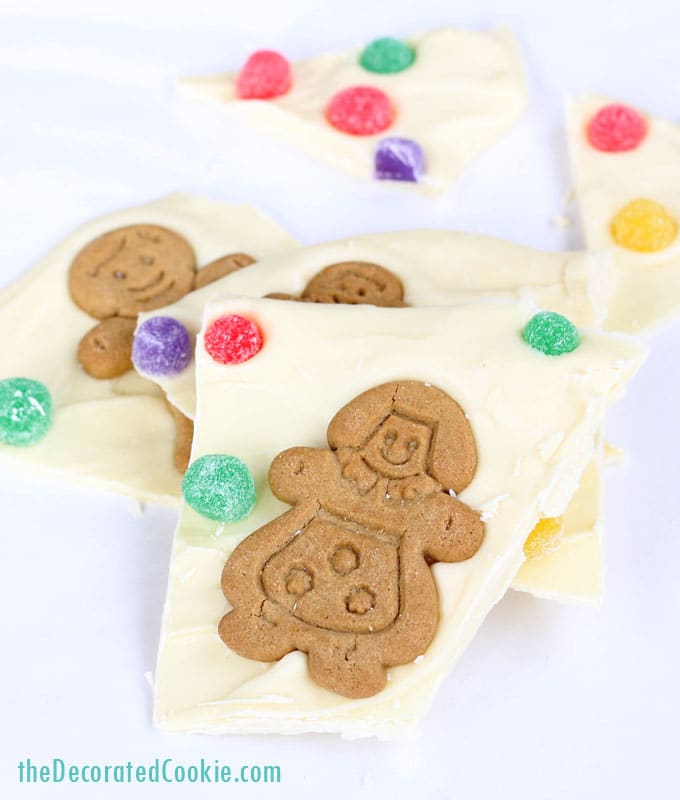 gingerbread man chocolate bark 