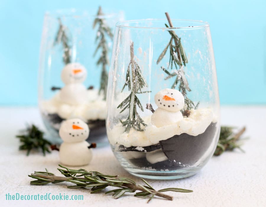 ice box cake snow globe dessert is an easy Christmas dessert