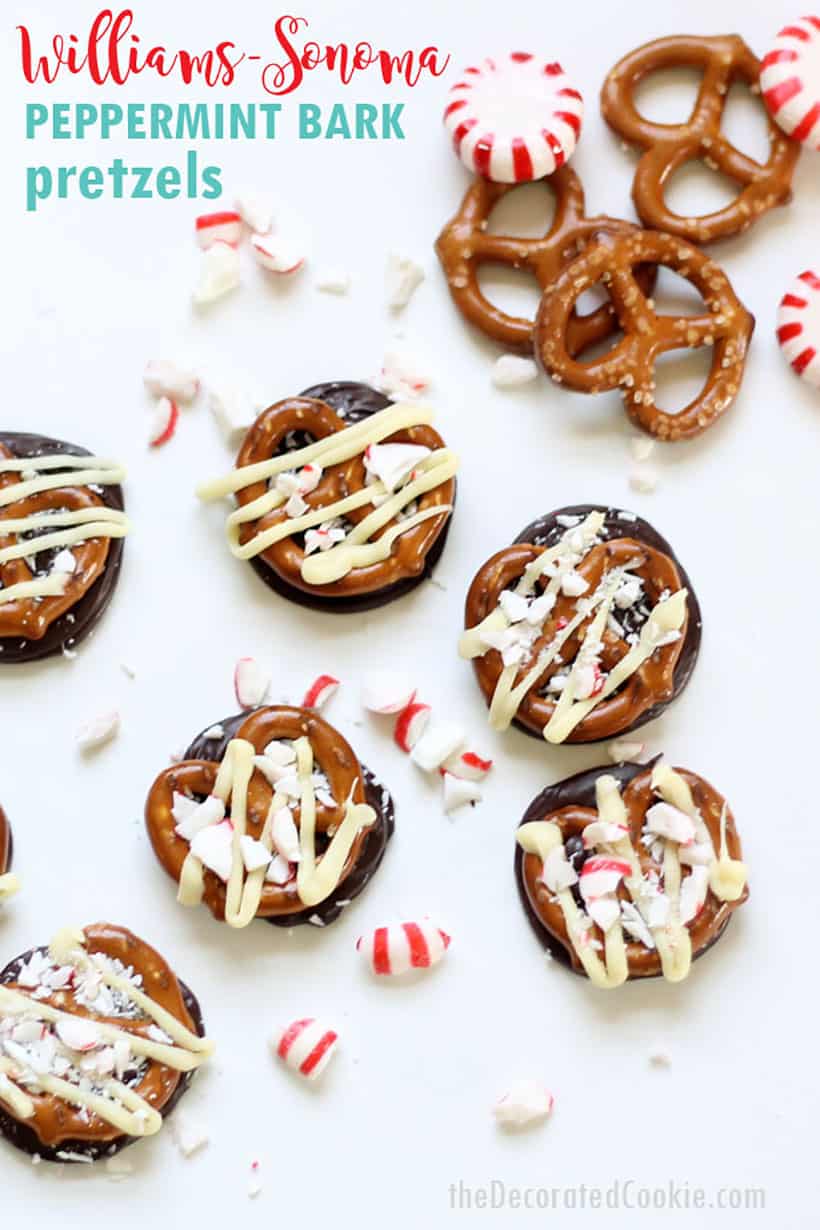 homemade Williams Sonoma peppermint bark pretzels