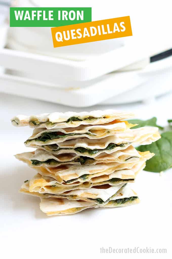 waffle iron quesadillas stacked