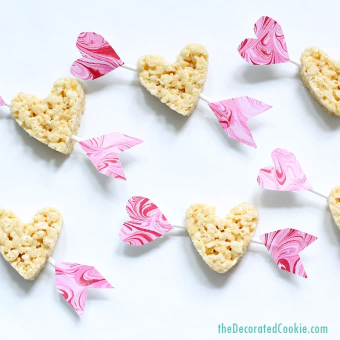 super easy cupid's arrow Rice Krispie Treats for Valentine's Day