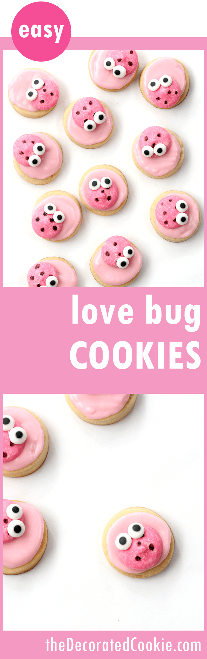 love bug cookies for Valentine's Day 