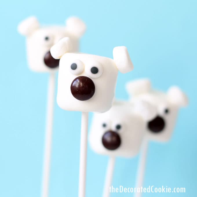 polar bear and penguin marshmallow pops