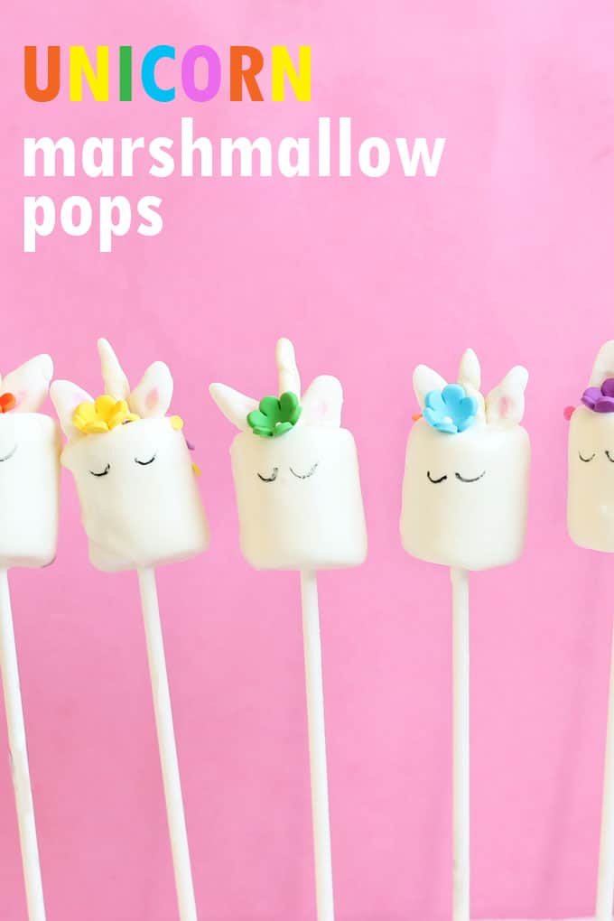 Unicorn marshmallow pops. Step-by-step instructions with video included.