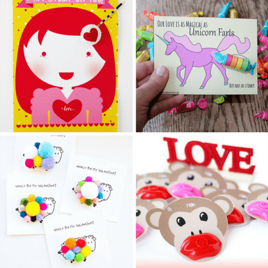 DIY Valentine's Day classroom cards for kids' school parties.