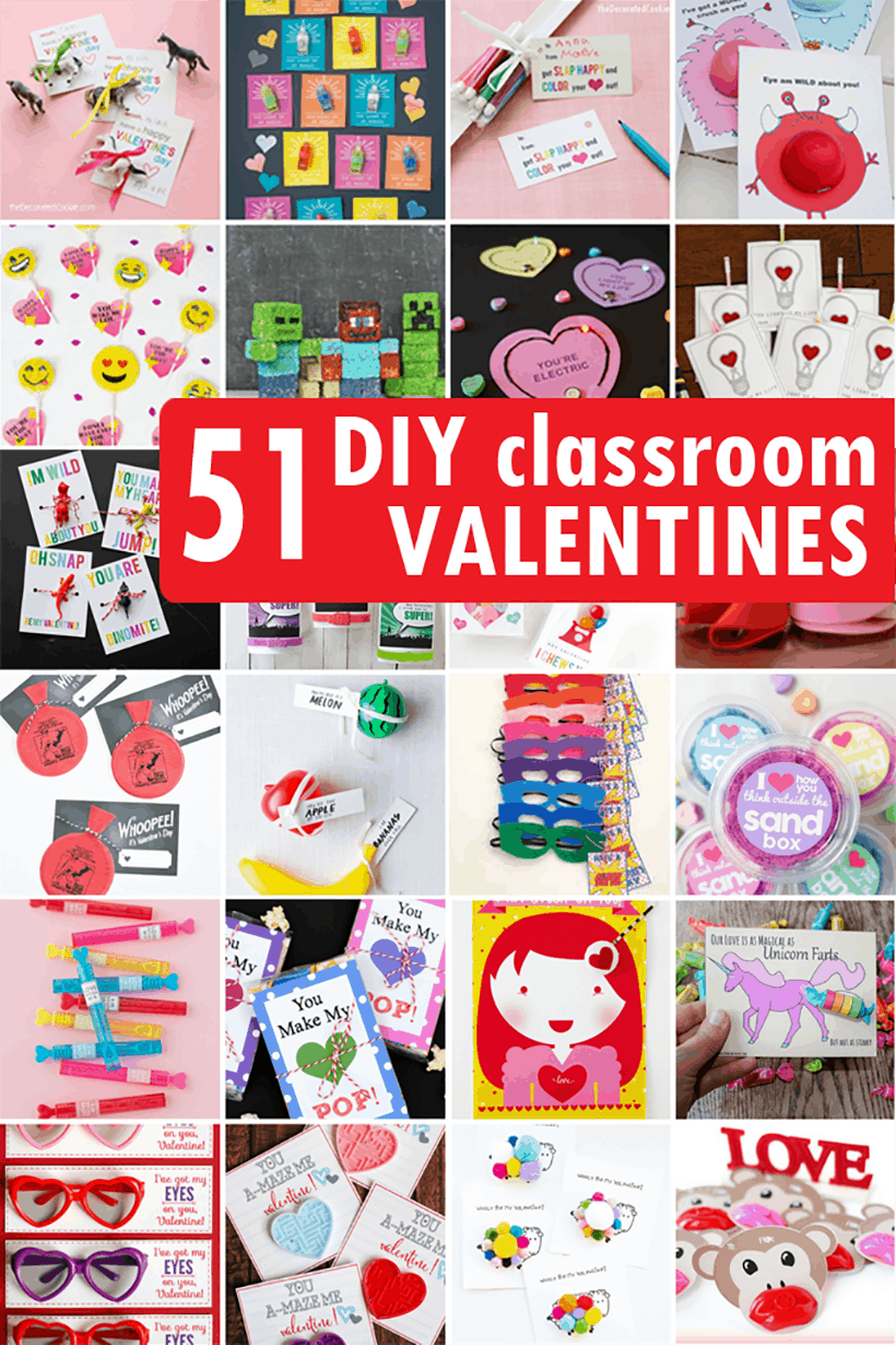 collage of Valentine's Day classroom cards ideas