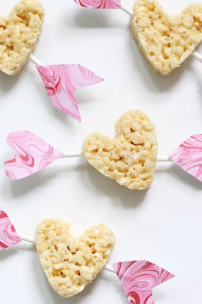 Cupid's arrow heart Rice Krispie Treats 