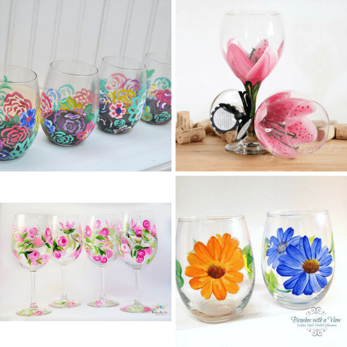 how to paint on wine glasses -- wine glass painting roundup for inspiration 