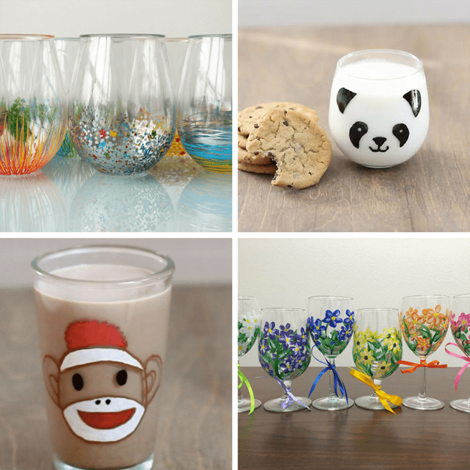 how to paint on wine glasses -- wine glass painting roundup for inspiration