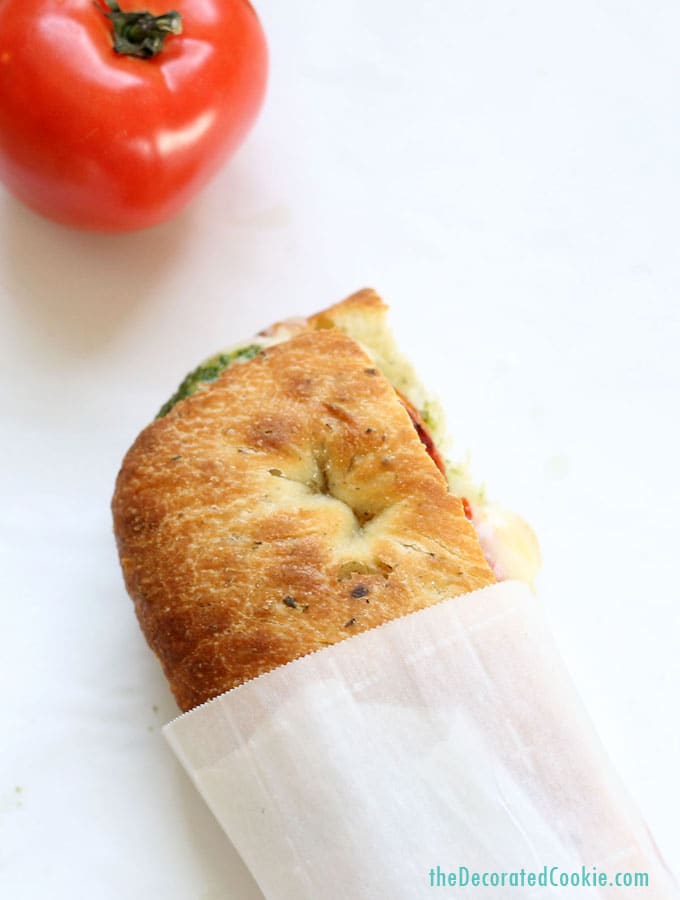 homemade Starbucks panini with roasted tomatoes, pesto, spinach, and mozzarella cheese. A delicious lunch idea. Starbucks sandwiches. With video. 