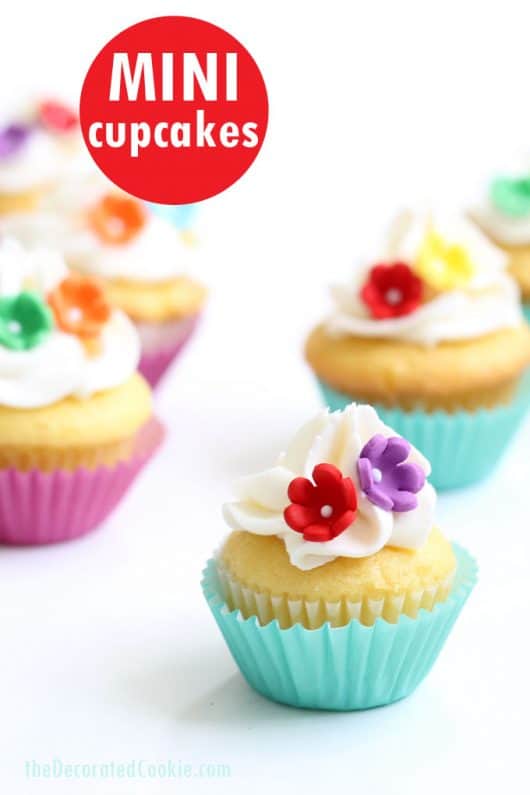 How to quickly and easily decorate MINI CUPCAKES, with video howtos.
