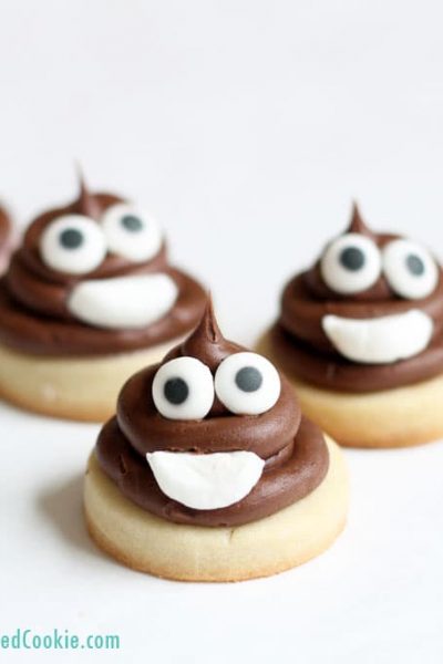 poop emoji cookie bites -- easy decorated cookies