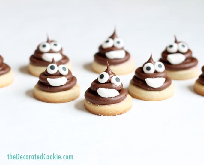 poop emoji cookie bites -- easy decorated cookies 
