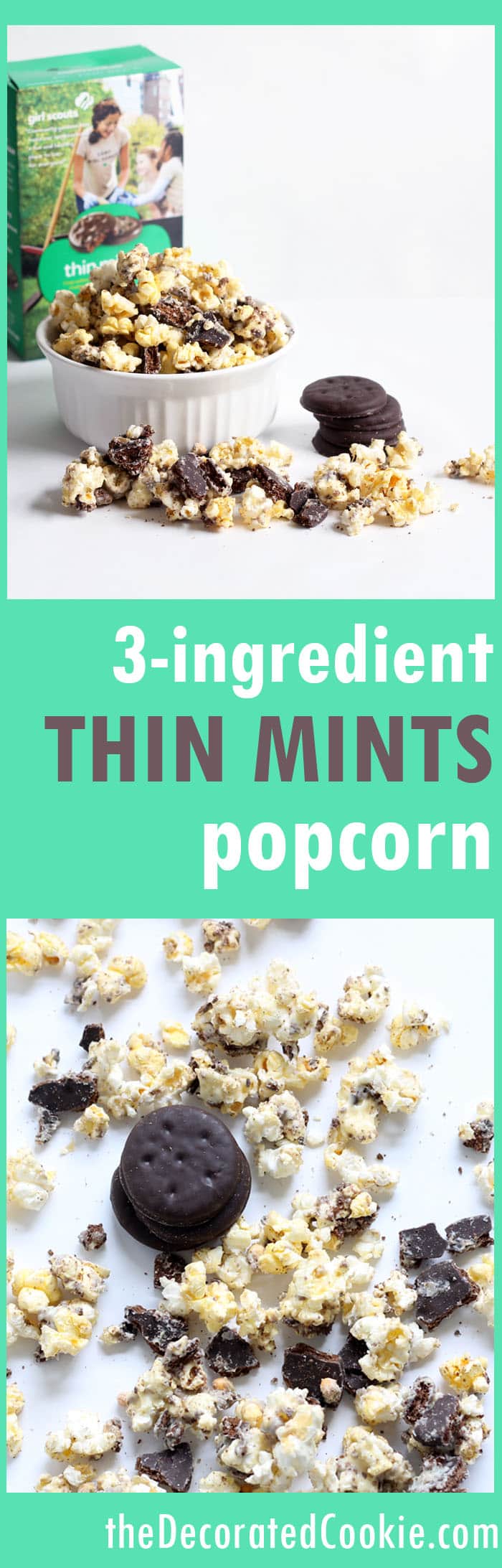 3 ingredient THIN MINTS popcorn -- Girl Scout cookies popcorn