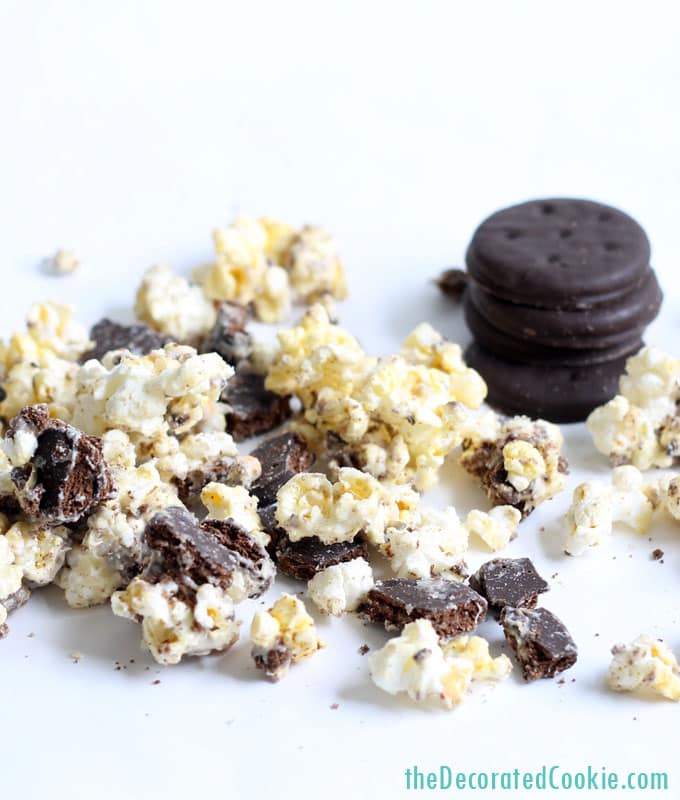 3 ingredient THIN MINTS popcorn -- Girl Scout cookies popcorn