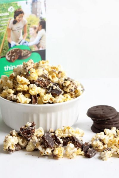 3 ingredient THIN MINTS popcorn -- Girl Scout cookies popcorn
