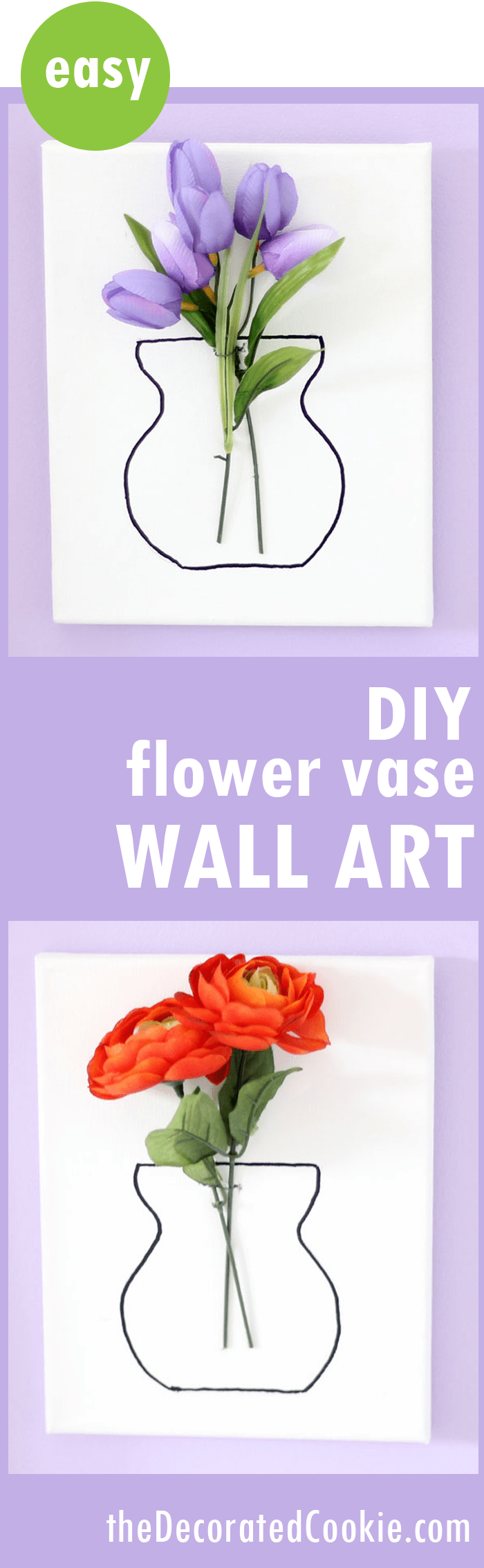 DIY flower vase wall art 