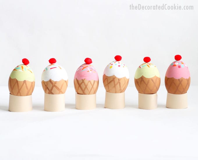 ice cream cone Easter eggs -- no-dye 