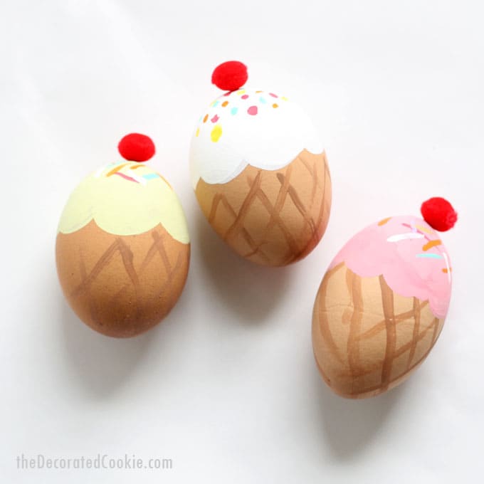 ice cream cone Easter eggs -- no-dye 