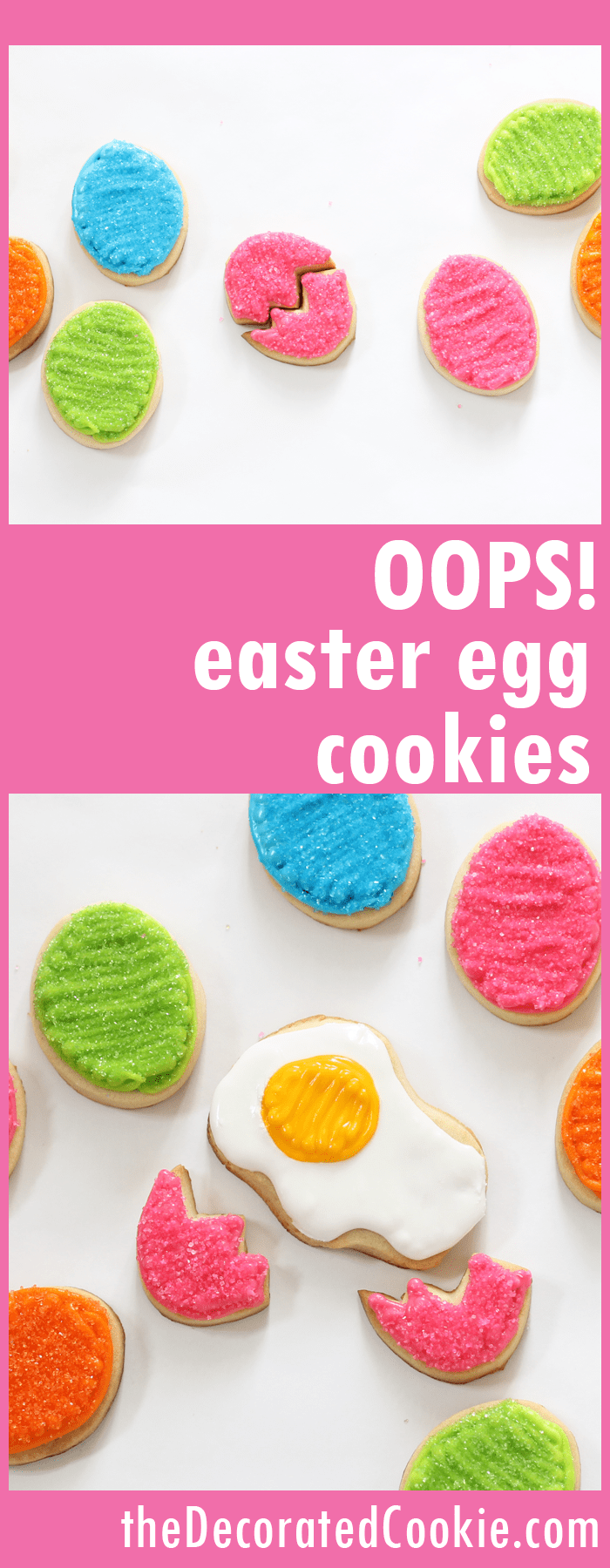 "oops" cracked Easter egg cookies