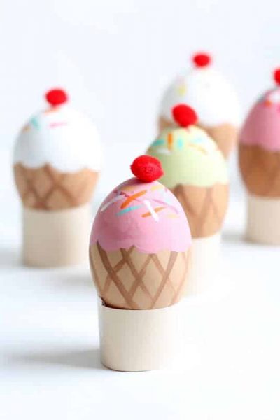 ice cream cone Easter eggs -- no-dye