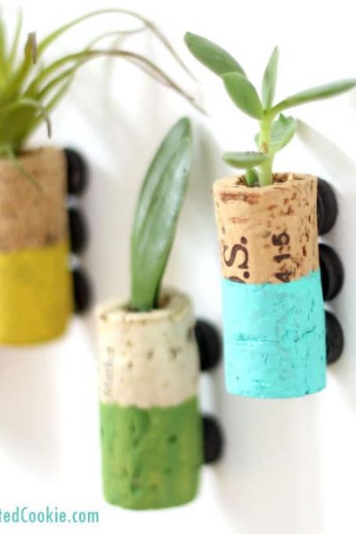 wine cork succulent planter magnets